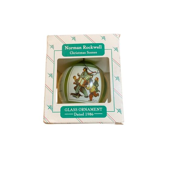 Vintage Norman Rockwell, Christmas, 1986 glass postman ornament in box - Picture 3 of 3